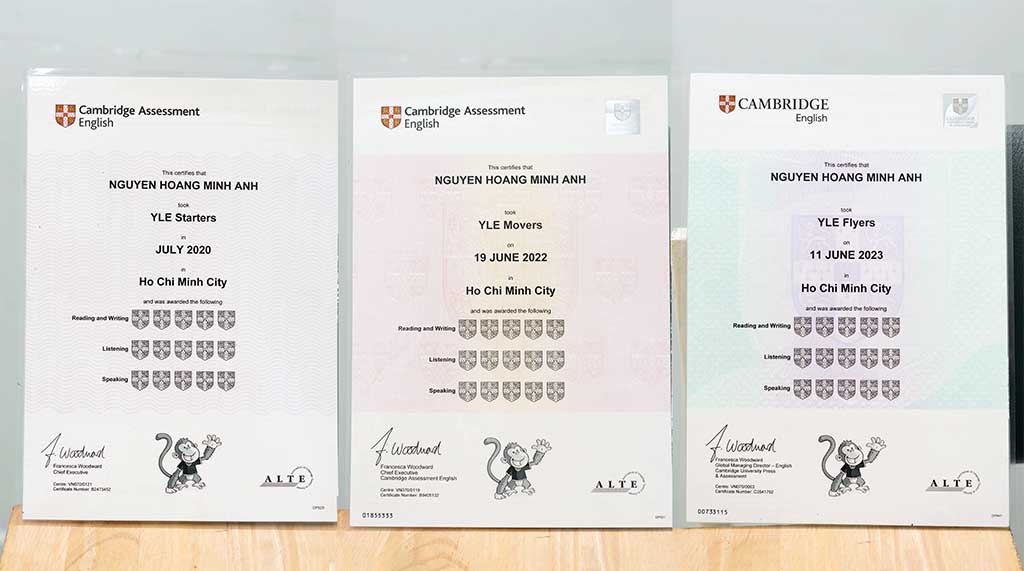 chứng chỉ Cambridge cho trẻ em
